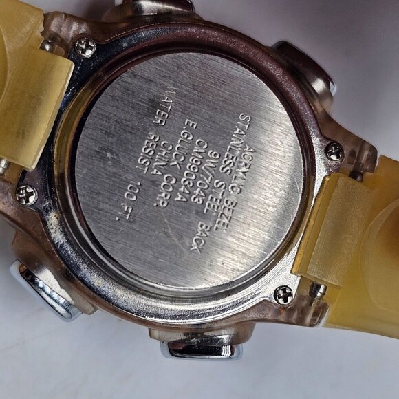 Nine West Womens Digital Watch Yellow Strap Crystal Accents Water Resistant - Picture 7 of 8